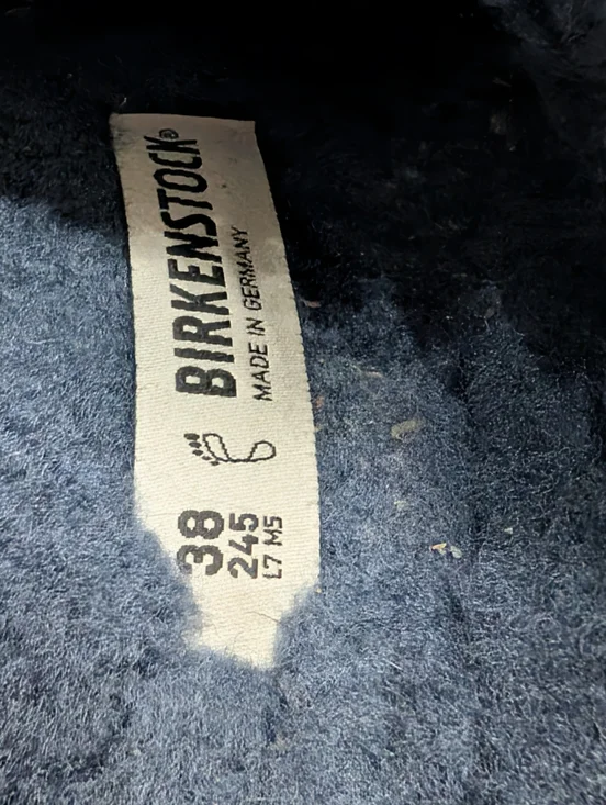 Birkenstock 38 Shearling Boston Clogs Navy Blue Suede Women's 7, Men's 5 - Picture 9 of 10